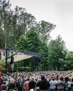 Wide shot of Stern Grove Festival during a stage performance