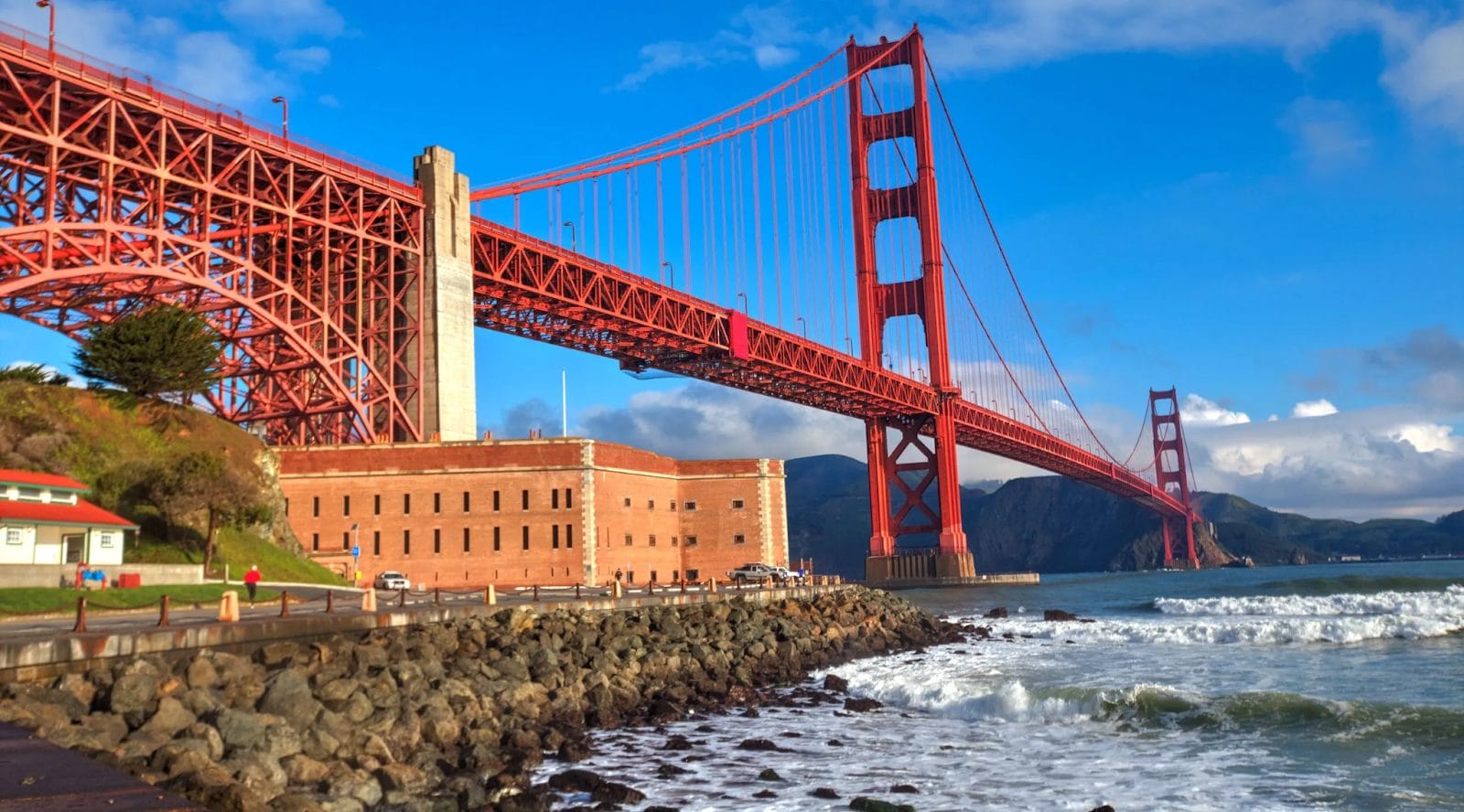 Marin Headlands hills, Bridge reflections, Golden Gate Bridge viewpoints