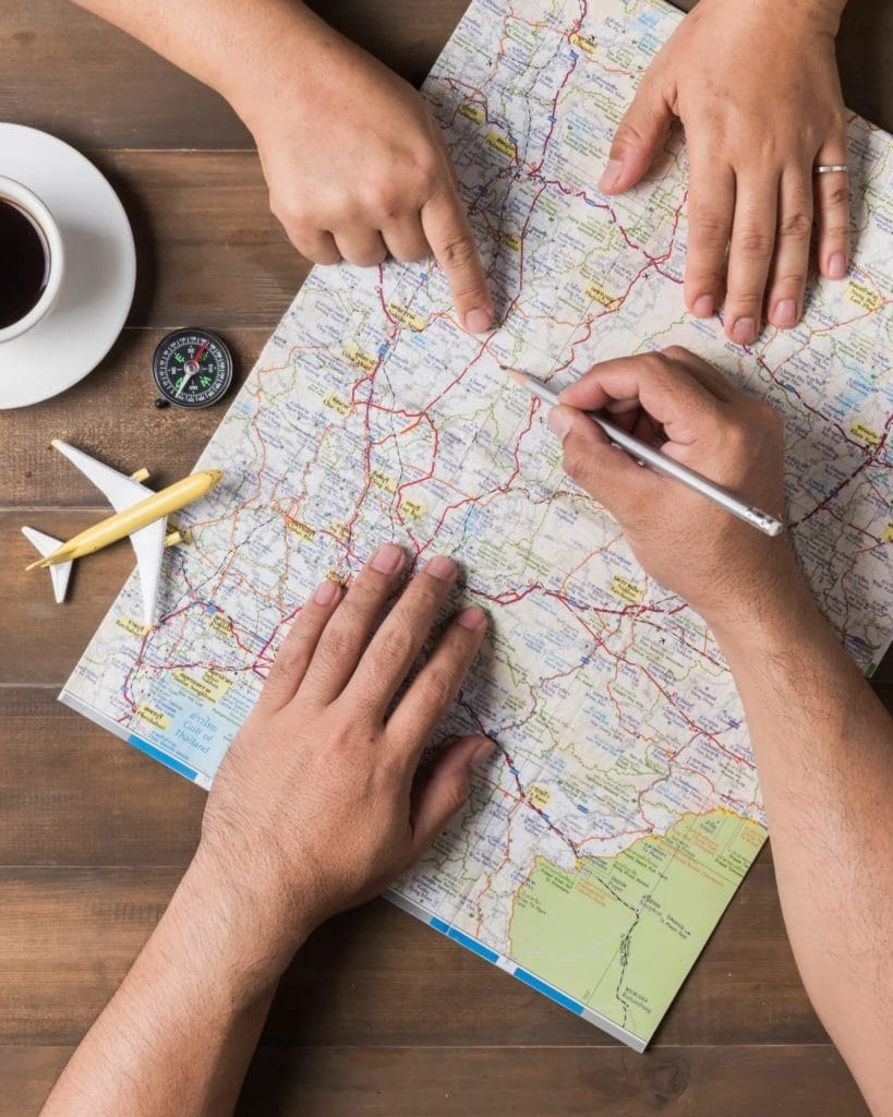 Planning a winter staycation using a map and travel booking tools