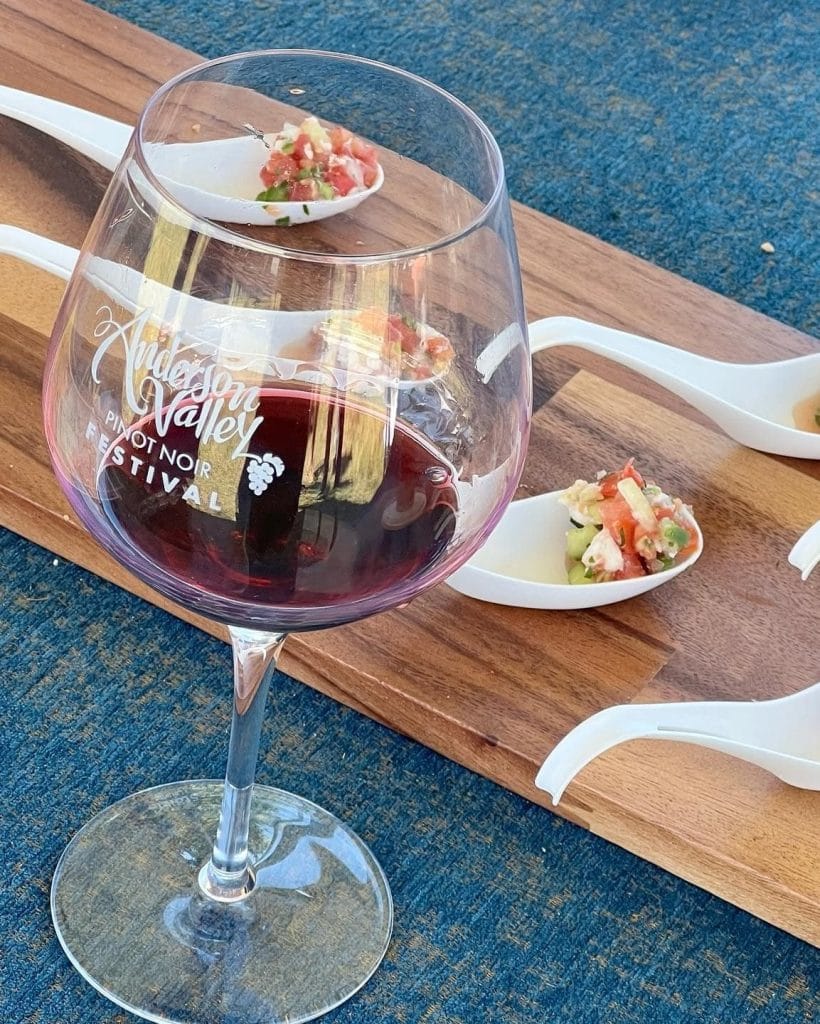 Glass of Pinot Noir at Anderson Valley Pinot Noir Festival tasting event