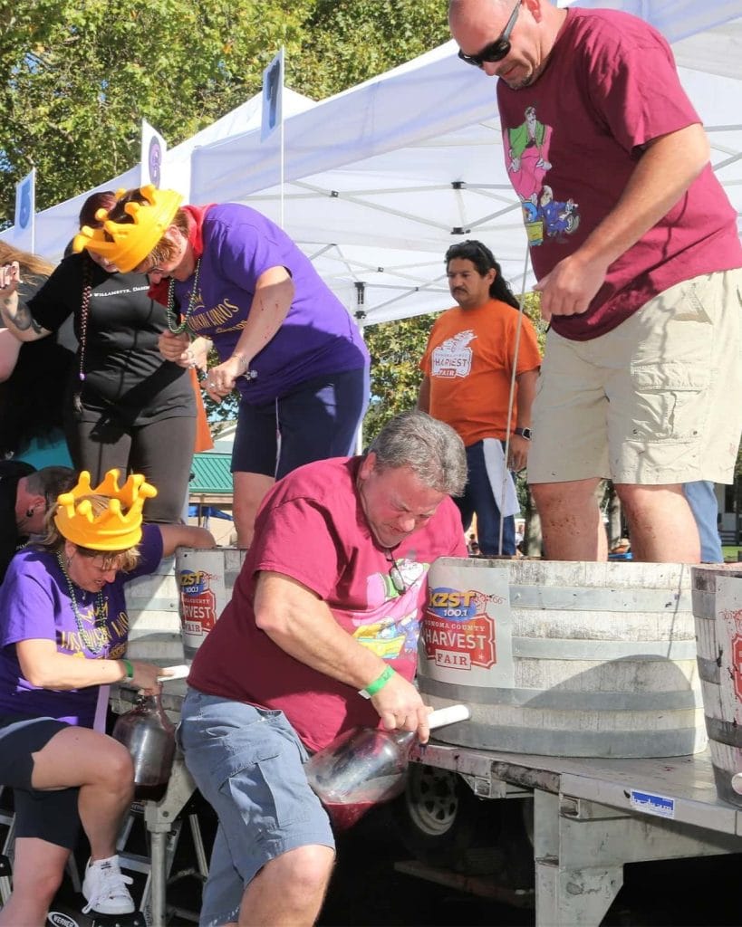 People enjoying the Sonoma County Harvest Fair outdoor festival