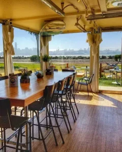 San Francisco best sunset restaurant, private dining at Mersea with sunset view and San Francisco skyline