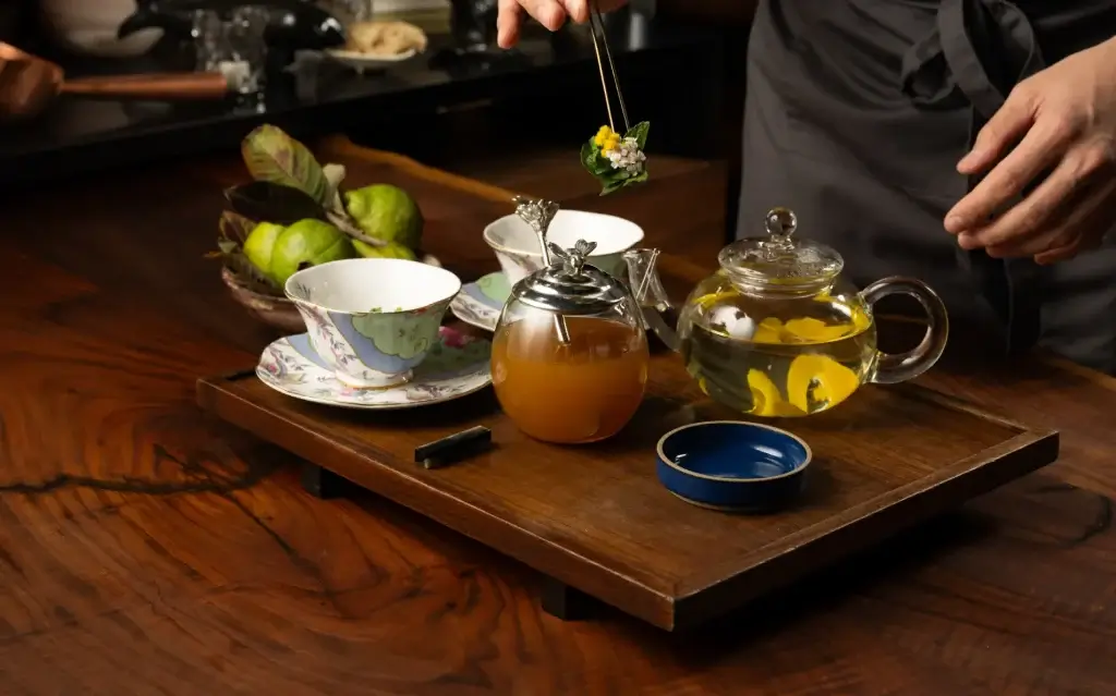tea service at Saison restaurant near Oracle Park