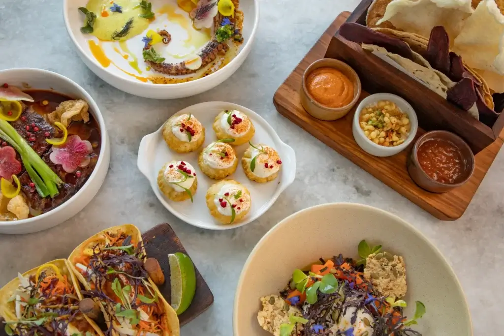 dahi puri, tacos and papads at ROOH restaurants near Oracle Park San Francisco