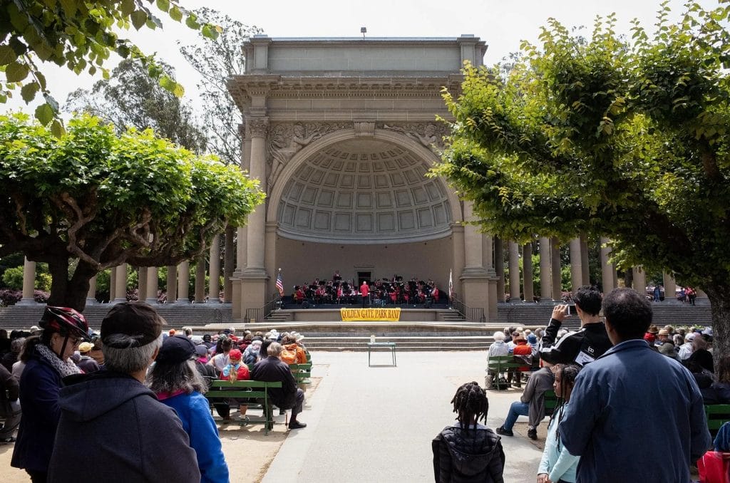 Golden Gate Park Band performing at Spreckels Temple of Music for Father’s Day Events San Francisco.